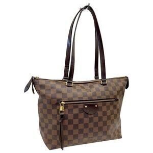 Louis Vuitton Iena Tote Bag Damier Ebene Brown Leather